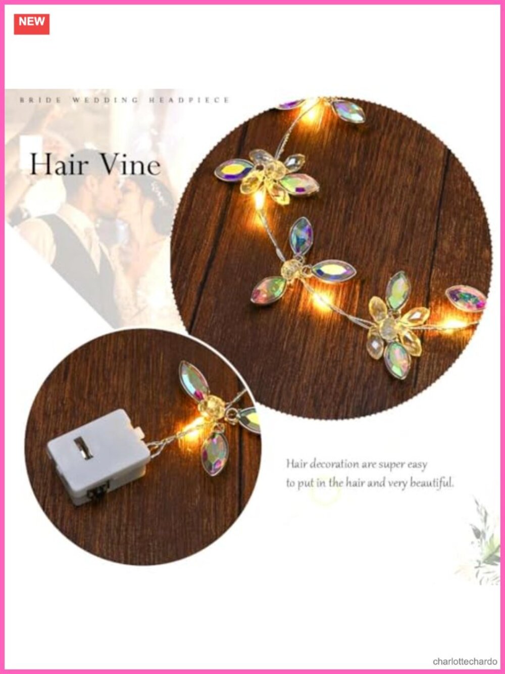 Rhinestone Alloy Bridal Hair Vine Headband Wedding Headpiece for Women - Picture 2 of 5
